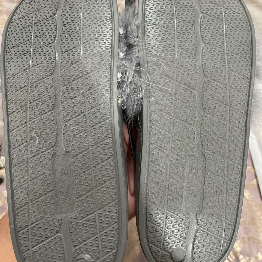 Grey Fuzzy Slippers